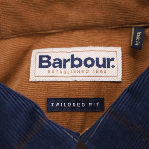NWT BARBOUR Men's Blair Tailored Shirt Corduroy in Navy Midnight Tartan Size M - Picture 14 of 15